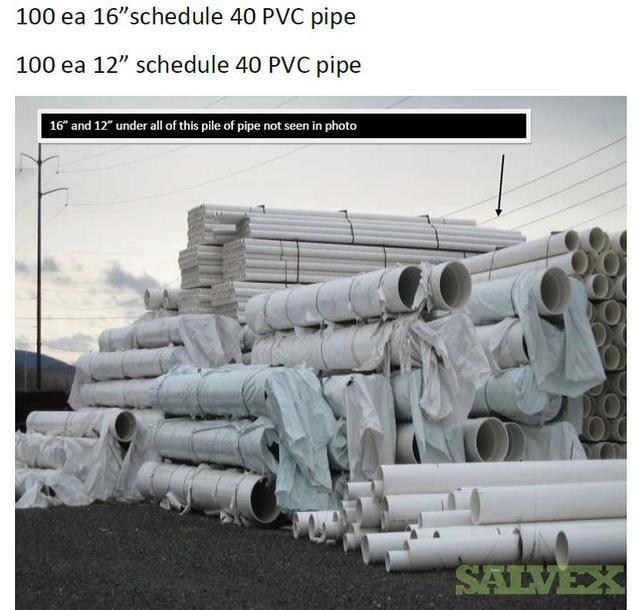 PVC Schedule 40 Pipe Over 1000 pieces 4" to 20" in Diameter Salvex