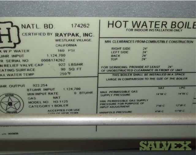 Raypak Boiler H3 1125 Salvex