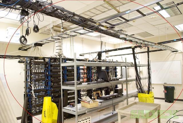 Hubbell Server Rack 7 Hubbell Server Racks with Ladder Rack Extensions, Large Lot Ethernet ...
