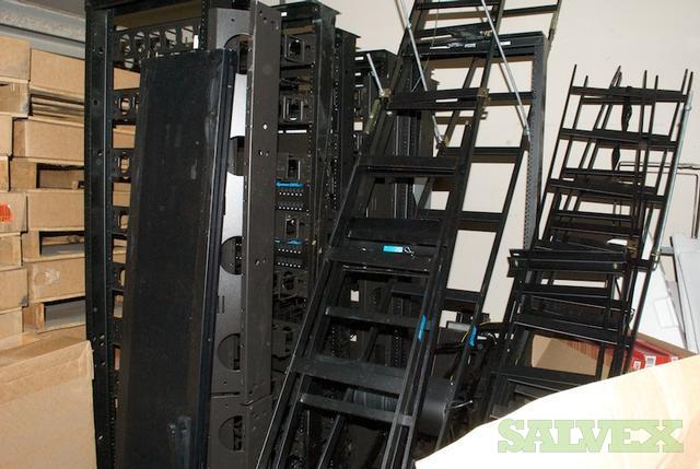 Hubbell Server Rack 7 Hubbell Server Racks with Ladder Rack Extensions, Large Lot Ethernet ...