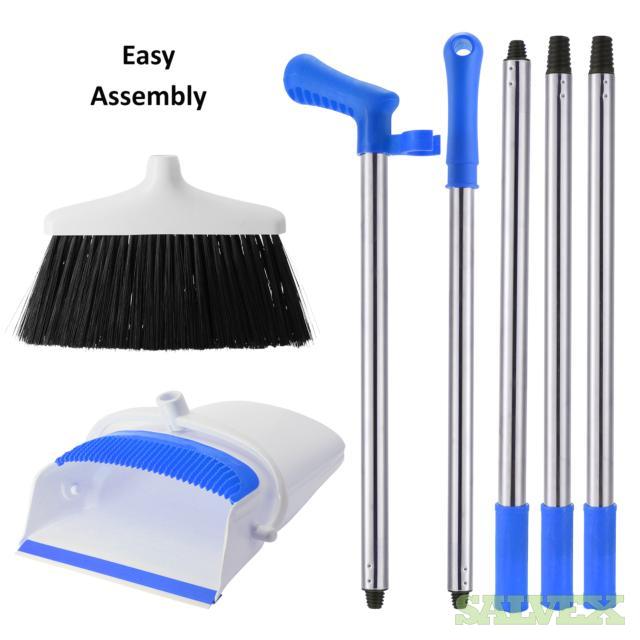 Broom and Dustpan Set Upright Standing Dust Pan with Extendable