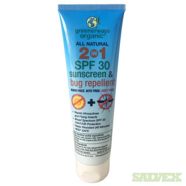 Greenerways Organic All Natural 2in1 SPF 30 Sunscreen & Bug Repellent, DEET FREE (3oz) in