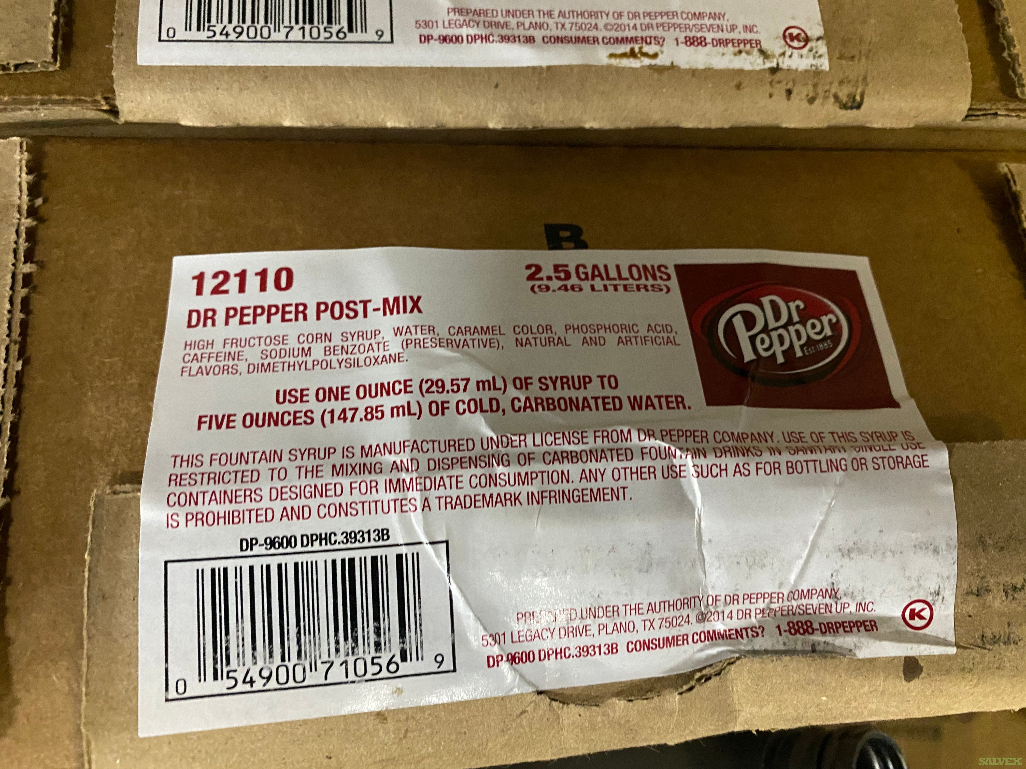 Dr.Pepper Fountain Syrup 2.5 Gallon Sealed Box Best by: 02/17/2021 (60 ...