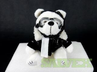 TDL White Aviator Bear Plush - Child's Teddy with Black Faux Leather Bomber  Jacket, Goggles & Helmet 