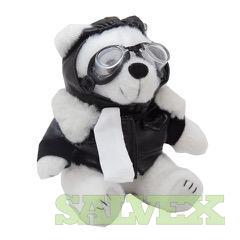 TDL White Aviator Bear Plush - Child's Teddy with Black Faux Leather Bomber  Jacket, Goggles & Helmet 