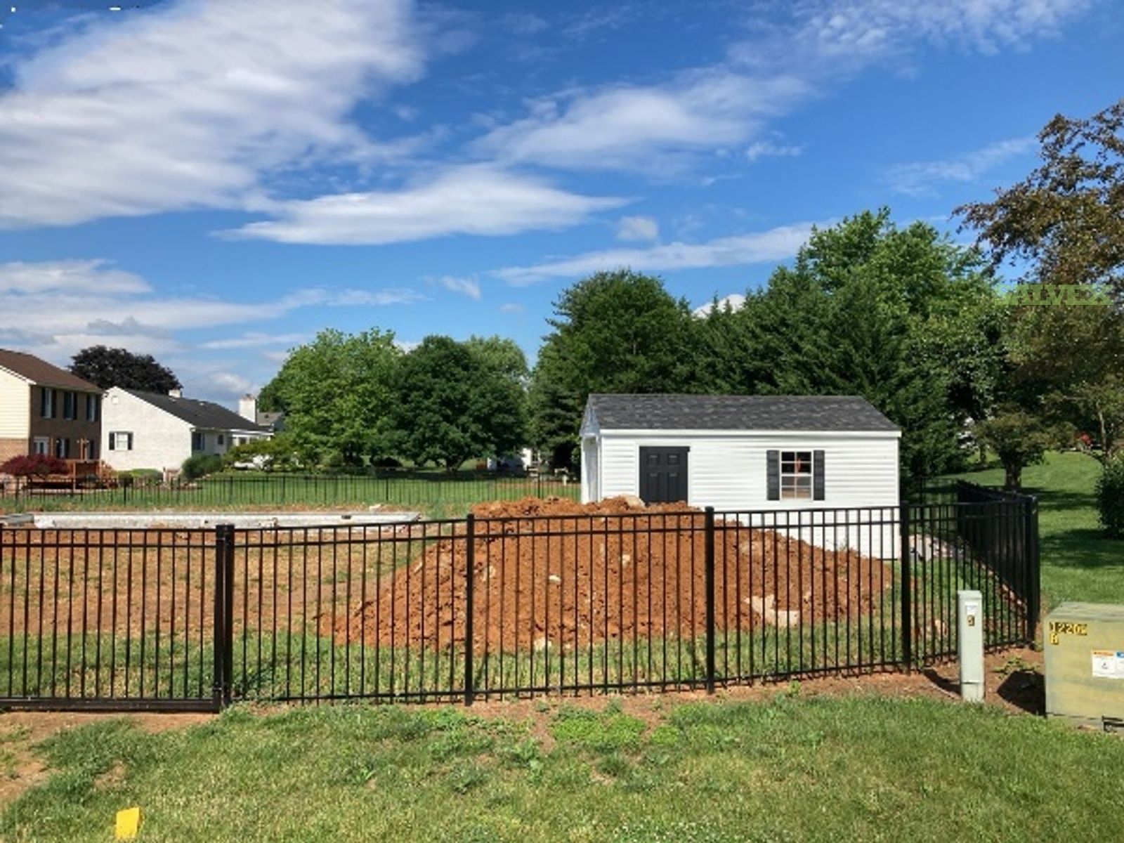 54'' tall AFS A 3- Rail Fence, Wall Gate Posts, AFS Aluminum Flat Top Gates and Flat Top Double Drive (1 Lot) in MD