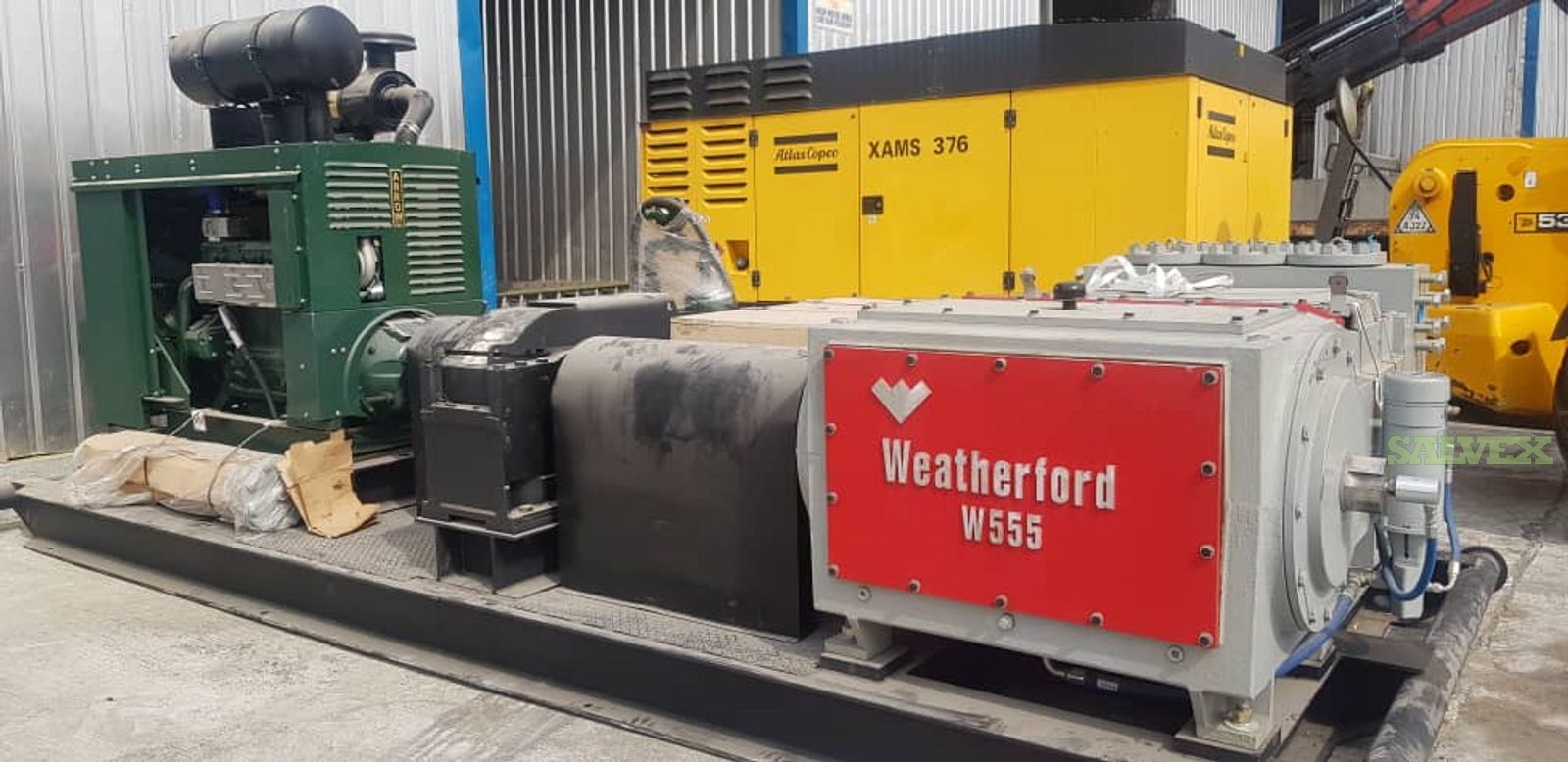 Weatherford W555 Triplex Reciprocating Pump Package including a Driver and Gear Box Reducer Mounted on a Skid With Spares (1 Unit)