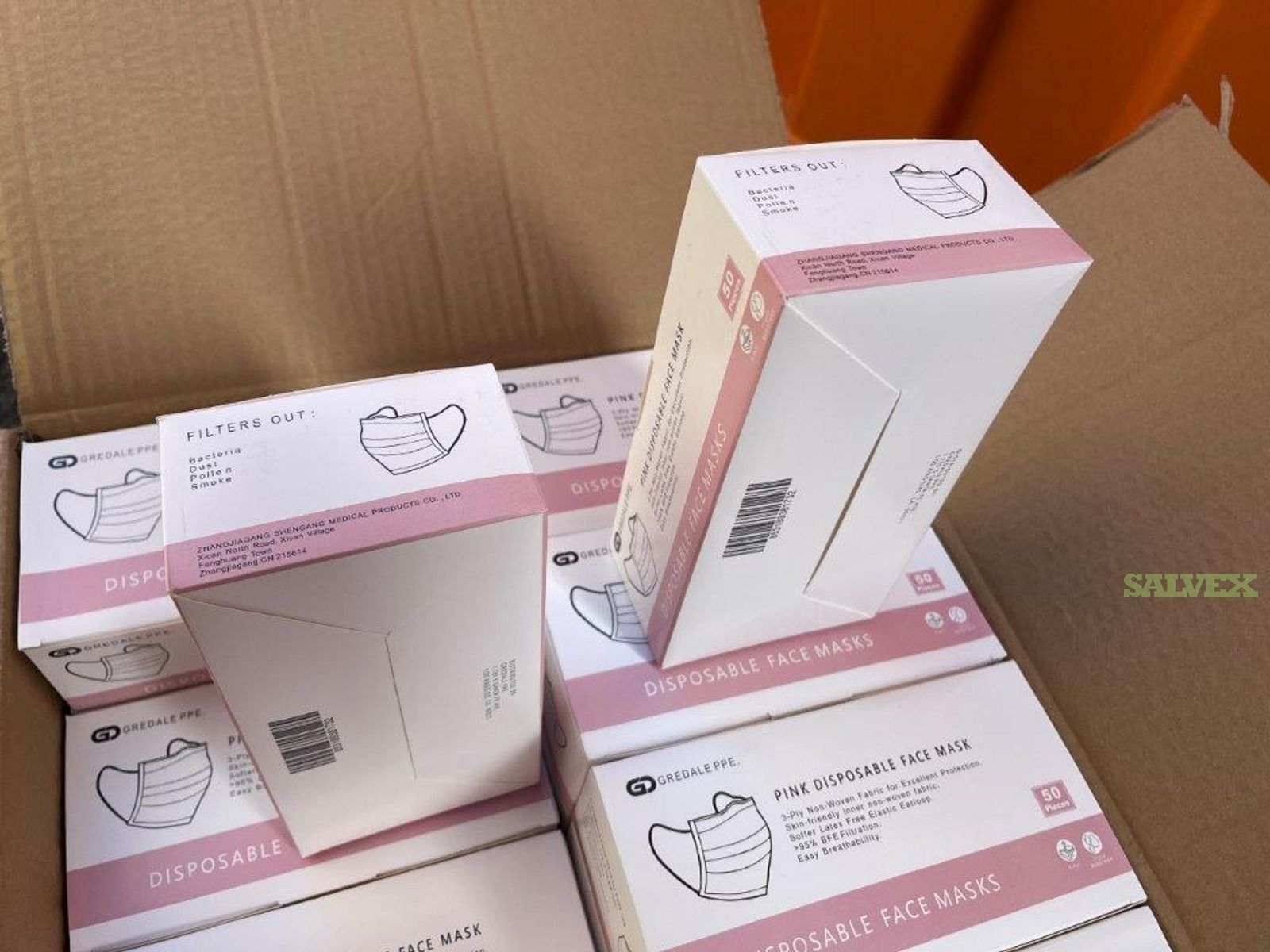 Disposable Face Mask - Pink Adult (2,700,000 Units / 1080 Cartons) | Salvex