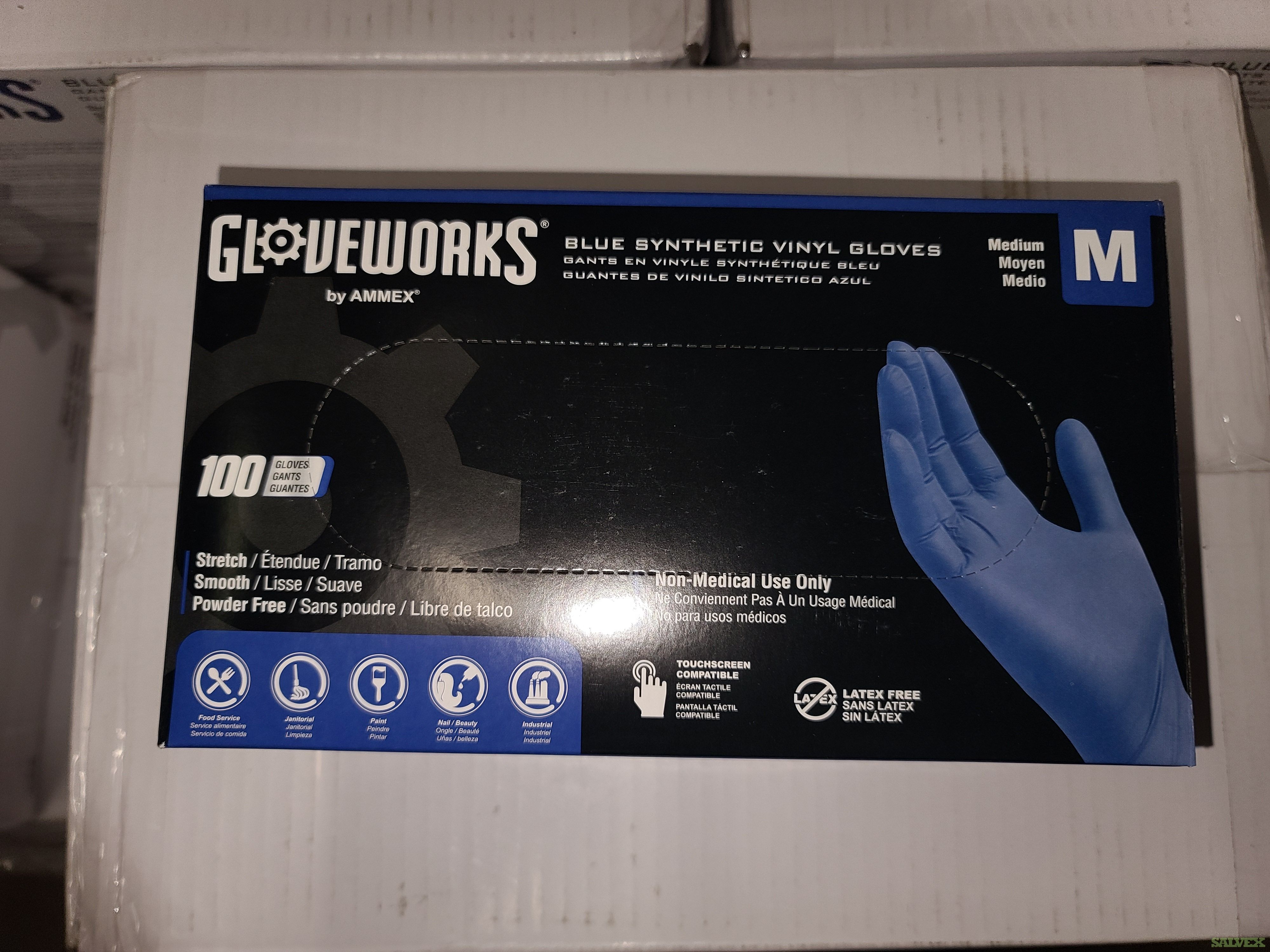 1000/case Gloveworks Blue Synthetic Vinyl Disposable Gloves