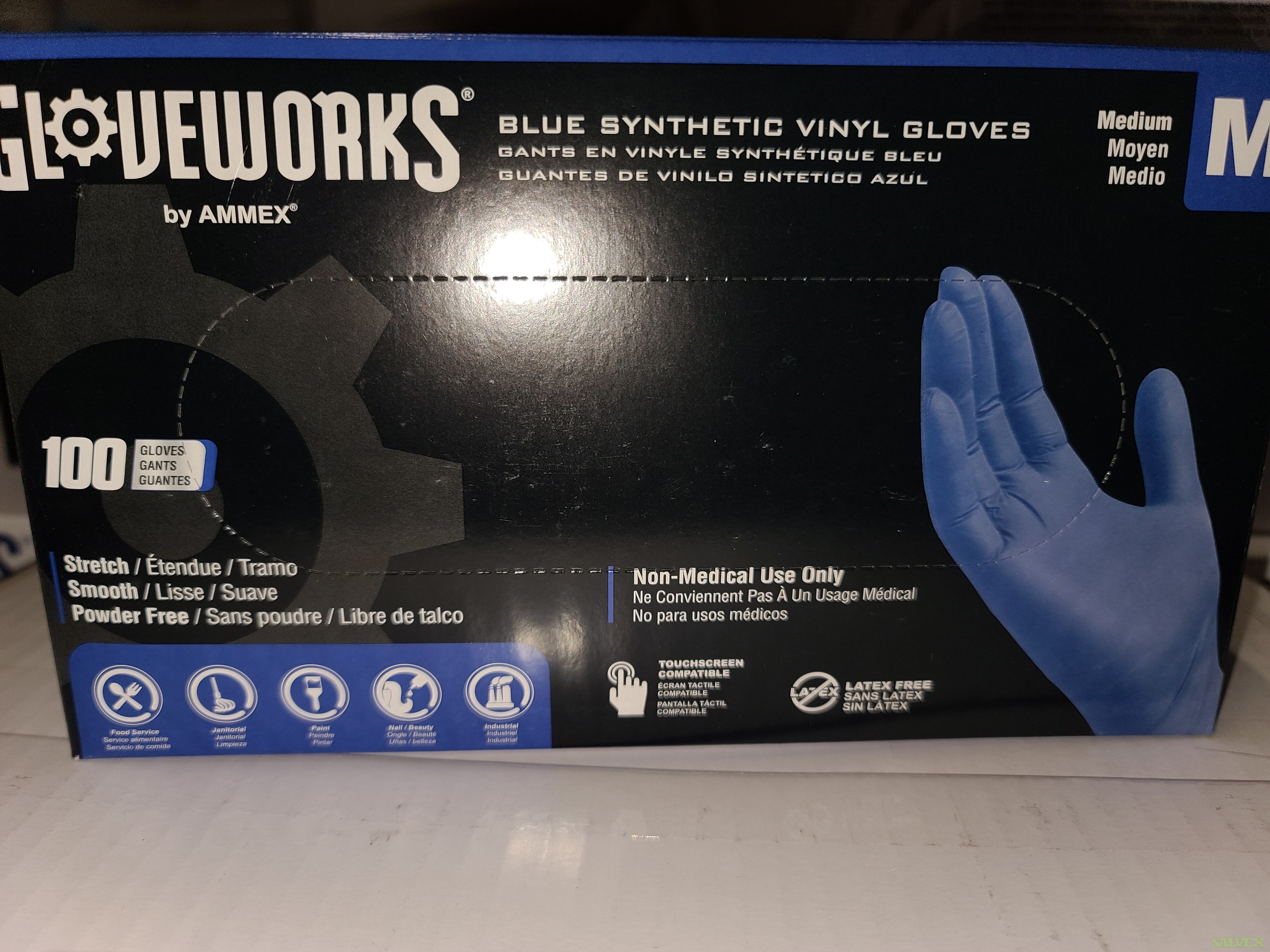 1000/case Gloveworks Blue Synthetic Vinyl Disposable Gloves