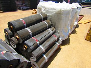 Damaged Commercial Roll Roofing Material, SBS CAP Base and Surface Rolls (138 rolls)