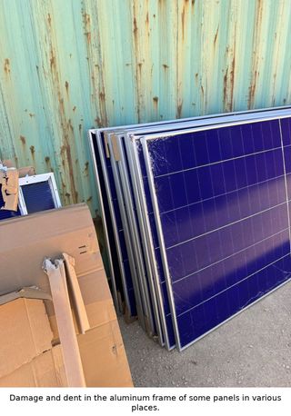 Risen Solar 725W Solar Modules 594 Units 18 Pallets TrafficIncident Salvage Cracked Glass MicroCrack Damage